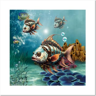Stunning fantasy steampunk fish Posters and Art